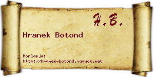 Hranek Botond névjegykártya
